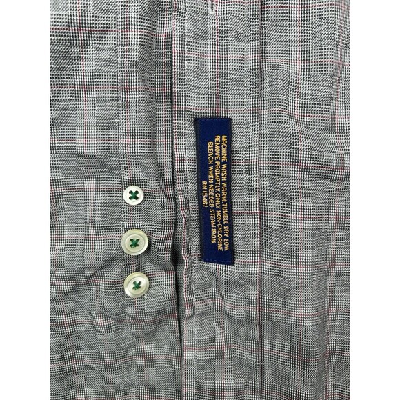 Vtg Tommy Hilfiger Shirt Men's Sz 16.5 35 Gray Long Sleeve Windowpane Pattern - Picture 6 of 7